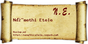 Némethi Etele névjegykártya